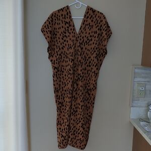 Size 2 Sidia Tencel Dress Orange/Tan With Black Spots And Side Slits Flinstones